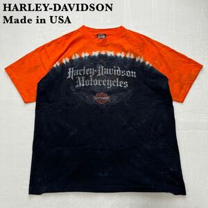 【USA製】ハーレーダビッドソン 両面ロゴ プリント Tシャツ L