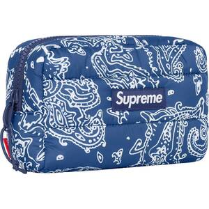 【新品】 22FW Supreme Puffer Pouch Blue Paisley シュプリーム パファー ポーチ 小物入れ ボックス