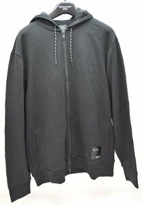 未使用 XL アルマーニエクスチェンジ A|X ARMANI EXCHANGE ジップアップパーカー スウェット メンズ ブランド 6LZMAW ZJFAZ ブラック