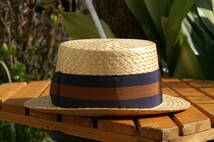 Vintage stetson boater hat ステットソン ボーター ハット カンカン帽 ストロー パナマ _画像2