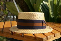 Vintage stetson boater hat ステットソン ボーター ハット カンカン帽 ストロー パナマ _画像4