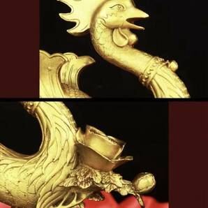 極美品 鳳凰 銅製 置物 龍 朱雀 火の鳥 フェニックス 風水 繁栄 金運 グッズ アイテム インテリアの画像4