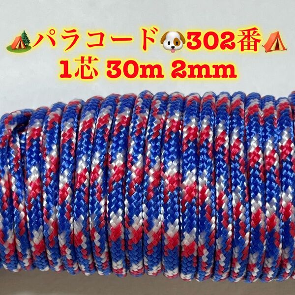 ☆★パラコード★☆１芯 ３０m ２mm☆★３０２番★手芸とアウトドアなど用★