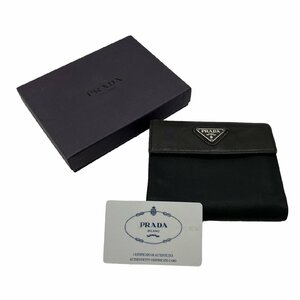 PRADA プラダ M170 テスートナイロン レザー 三角ロゴ ネロ 黒 ブラック 三つ折り 財布 ウォレット 男女兼用