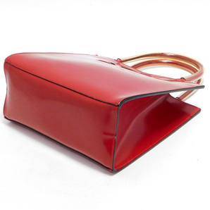 美品Ferragamoフェラガモ ハンドバッグ ミニトートバッグ ポーチ付き レザー 赤 イタリア製の画像7