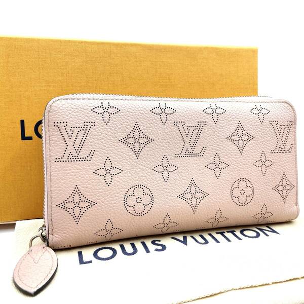 【122】LOUIS VUITTON ルイヴィトン マヒナ ジッピーウォレット M61868 マグノリア ピンク系 長財布