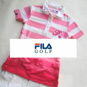 【送料込】◆FILA◆ ピンク ボーダー ポロシャツ