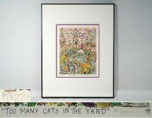 M0214【3Dアート】JAMES RIZZI ジェームス・リジィ作『TOO MANY CATS IN THE YARD』24×30cm 1989年作 50/350 直筆サイン【本物保証】