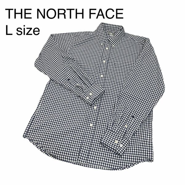 THENORTHFACE　Yシャツ　ネルシャツ　チェック　ホワイト　ブルー　L 長袖シャツ チェック柄　紳士服　メンズネルシャツ