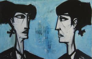 Art hand Auction Bernard Buffet Les visages de deux toreros Collection d'art rare/Peinture encadrée, Nouveau cadre japonais, En bonne condition, livraison gratuite, Ouvrages d'art, Peinture, Portraits