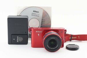 Nikon 1 J1 レッド 赤 1010万画素 ミラーレス一眼カメラ VR 10-30mm レンズキット [美品] ストラップ CD-R 充電器 バッテリー付き