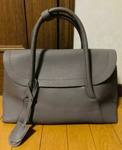 ZARA●ザラ●レディースハンドバッグ●ビジネスバッグ●グレー●レザー●キーリング付き●A4ファイル可能