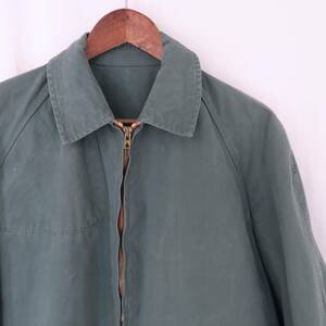 60s[ France Vintage ] cotton Zip hunting jacket / olive series / Europe Work coverall old clothes 