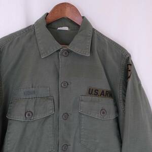 60s【 US.ARMY ビンテージ 】米軍実物 OG107 コットンサテン ユーティリティシャツ / オリーブ / 16.5 / ジャケット 長袖 ミリタリー