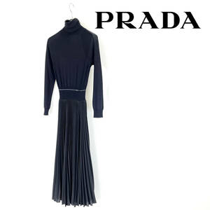 2019AW PRADA プラダ ロゴ ニット プリーツ ワンピース size 36 0319