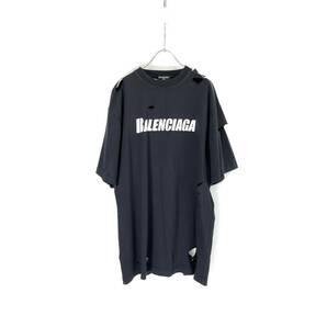 2021SS BALENCIAGA バレンシアガ ダメージ加工 デストロイ Tシャツ size XXS 651795 0319114の画像2