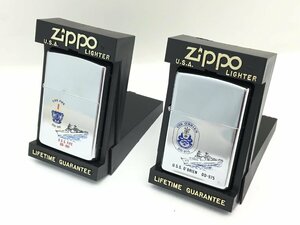 ■Zippo USS O’BRIEN DD-975 / FIFE DD-991 オイルライター シルバー 2点 まとめ ケース付き 火花あり 中古【UW030120】