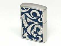 ■Zippo アーマー ニューダイヤル ラインストーン 青 オイルライター 2005年製 箱付き 火花あり 中古【UW030404】_画像2