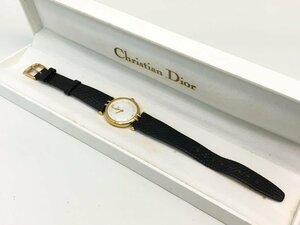 クリスチャンディオール Dior 3064 クォーツ 腕時計 レディース 白文字盤 箱付き 稼働品 電池交換済み 中古【UW030646】