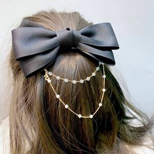 ヘアアクセサリー　リボン　ロリータ　ゴシック　ゴスロリ　バレッタ　アクセサリー リボンバレッタ