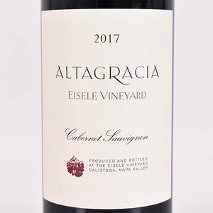 ★アイズリー ヴィンヤード アルタグラシア カベルネソーヴィニヨン 2017年 赤 750ml 14.8% ナパヴァレー Eisele Altagracia C310035