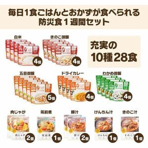 7日分 28食 5年保存 防災食セット10種28食セット 3740g 防災グッズ 防災用品 防災食 災害 備蓄 地震 アルファ米 保存食 ごはん ご飯 非常食の画像9