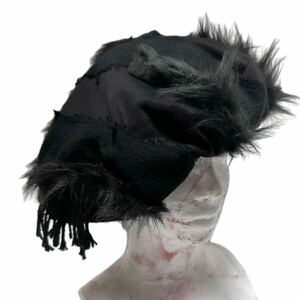 UNFINISHED ダメージベレー帽ブラック24024 セディショナリーズ黒 ギャルソンヨウジヤマモト