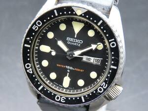 1円～! ジャンク品★正規品 SEIKO セイコー 7548-7000 ダイバー 150m 両方向回転ベゼル クォーツ デイデイト メンズ腕時計 TTKLG4926