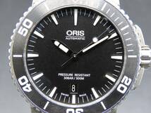 1円～! 稼働品★正規品 ORIS オリス 7653 アクイス 裏スケ 自動巻き デイト ブラックダイヤル 純正ブレス メンズ腕時計 TTKLG5339_画像2