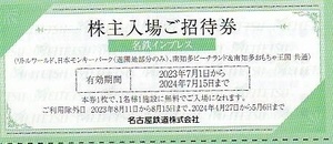 名鉄 株主優待 招待券 2枚 無料券 モンキーパーク リトルワールド 南知多ビーチランド＆南知多おもちゃ王国 