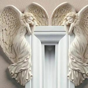 ドアフレーム 天使 翼 彫刻 2点セット ヴィンテージ調 北欧 ヨーロッパ 壁掛け インテリア エンジェル 西洋 ドア窓枠