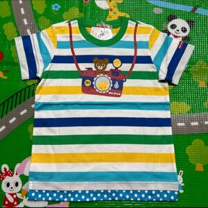 【未使用】100 ミキハウス プッチー　だまし絵カメラ 半袖Tシャツ　日本製