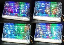 トラック用 マーカーランプ サイド マーカー 角型 虹色 10個 LED 24V 四角型 マーカーステー セット (カラフル)_画像6