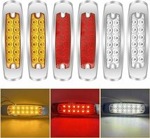 トラック用 マーカーランプ サイド マーカー 赤・黄・白 3色 LED 12V 24V 信号ライト 12連LED 角型 高輝度 3色組み合わせ 6個セット_画像1