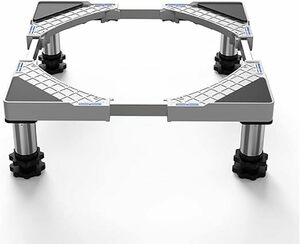 洗濯機 台 冷蔵庫置き台 18~21CM高度調節 ステインレス製 防振パッド付き 増大増高ジャッキ付き 耐荷重約500kg 伸縮式 幅奥行 44.5～68cm