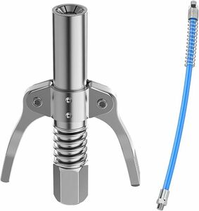  grease gun grease note go in vessel grease pump nozzle manual height pressure grease nozzle lock clamp type note oil tool 30cm hose attaching ( silver )