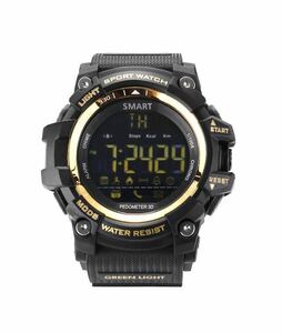 G-SHOCK風 アウトドア用、防水性能、IP67ブルートゥース、健康を常に監視、AndroidとIOS兼用可能なスマートウォッチ、ゴールド