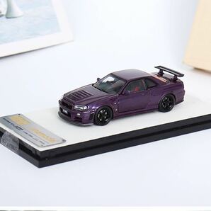 1/64 PGM One model Nissan 日産 GTR R34 Z Tune パープル 全開閉 エンジン付きの画像3