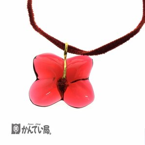 美品 Baccarat バカラ オルテンシア クリスタル ネックレス フラワー 750 レッド チョーカー ペンダント 花 アクセサリー 箱 布袋付きの画像5