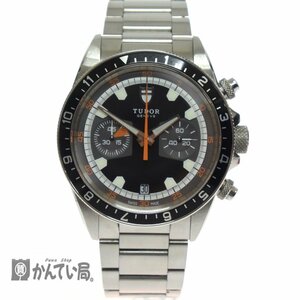 TUDOR Tudor worn te-ji chronograph M70330Nchu-da- self-winding watch men's wristwatch black face SS stainless steel box attaching operation goods 