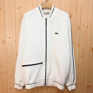 ◎希少！70s前期 LACOSTE ラコステ◆トラックジャケット ジャージ ストレッチ ワンポイントロゴ ヴィンテージ◆メンズ 白 M相当◆A4259