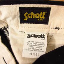 ◎使用少なめ！SCHOTT ショット◆ワイド チノパンツ ルーズ ブラック ワーク トラウザーズ オールシーズン◆メンズ 黒 W31×L34◆P4362_画像7