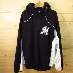 ◎美品！千葉ロッテマリーンズ MIZUNO ミズノ◆フリースジャケット パーカー ユニフォーム◆メンズ 黒 XL Oサイズ◆A4293