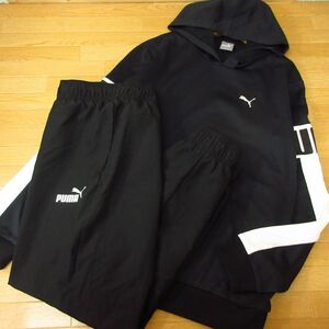 ◎使用少なめ！XL 上下セット！PUMA プーマ◆ジャージ 裏フリースパーカー&ジョガーパンツ◆メンズ 黒◆B3612