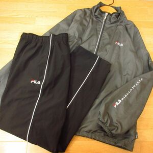 ◎使用少なめ！L 上下セット！FILA フィラ◆ウィンドブレーカー ジャケット&パンツ◆メンズ グレーx黒◆B3607