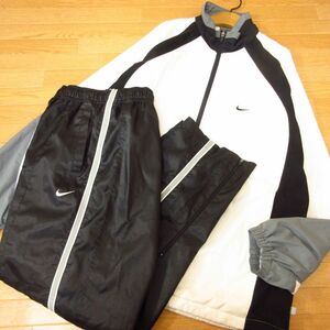 ◎NIKE ナイキ テニス L 上下セット◆ウィンドブレーカー ジャケット&パンツ◆メンズ 白x黒◆B3683