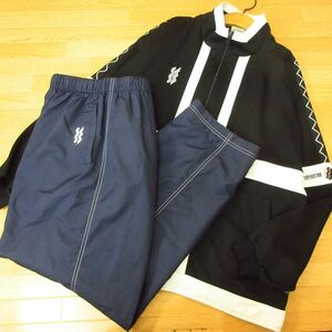 ◎使用少なめ！XL 上下セット！MIZUNO SuperStar ミズノ◆ジャージジャケット&ナイロンパンツ ヴィンテージ◆メンズ 黒x紺◆B3670