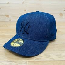 ◎使用少なめ！NEW ERA ニューエラ NY ヤンキース◆ベースボールキャップ デニム 帽子◆メンズ 紺 7 5/8 60.6cm_画像1