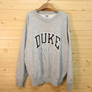 ◎U.S.COLLEGE DUKE デューク大学◆カレッジトレーナー スウェット 長袖 古着◆メンズ グレー Mサイズ◆A4405