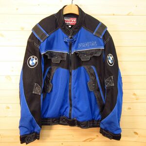 〇使用少なめ！NANKAI 南海部品 BMW◆ライディングジャケット 裏メッシュ ライダース バイク 春夏◆メンズ 青 Lサイズ◆A4376